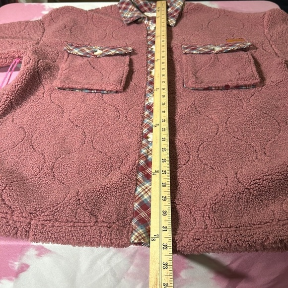 Simply Southern Sherpa Quilted And Plaid Rose Jacket Shacket size Large NEW - Picture 11 of 16